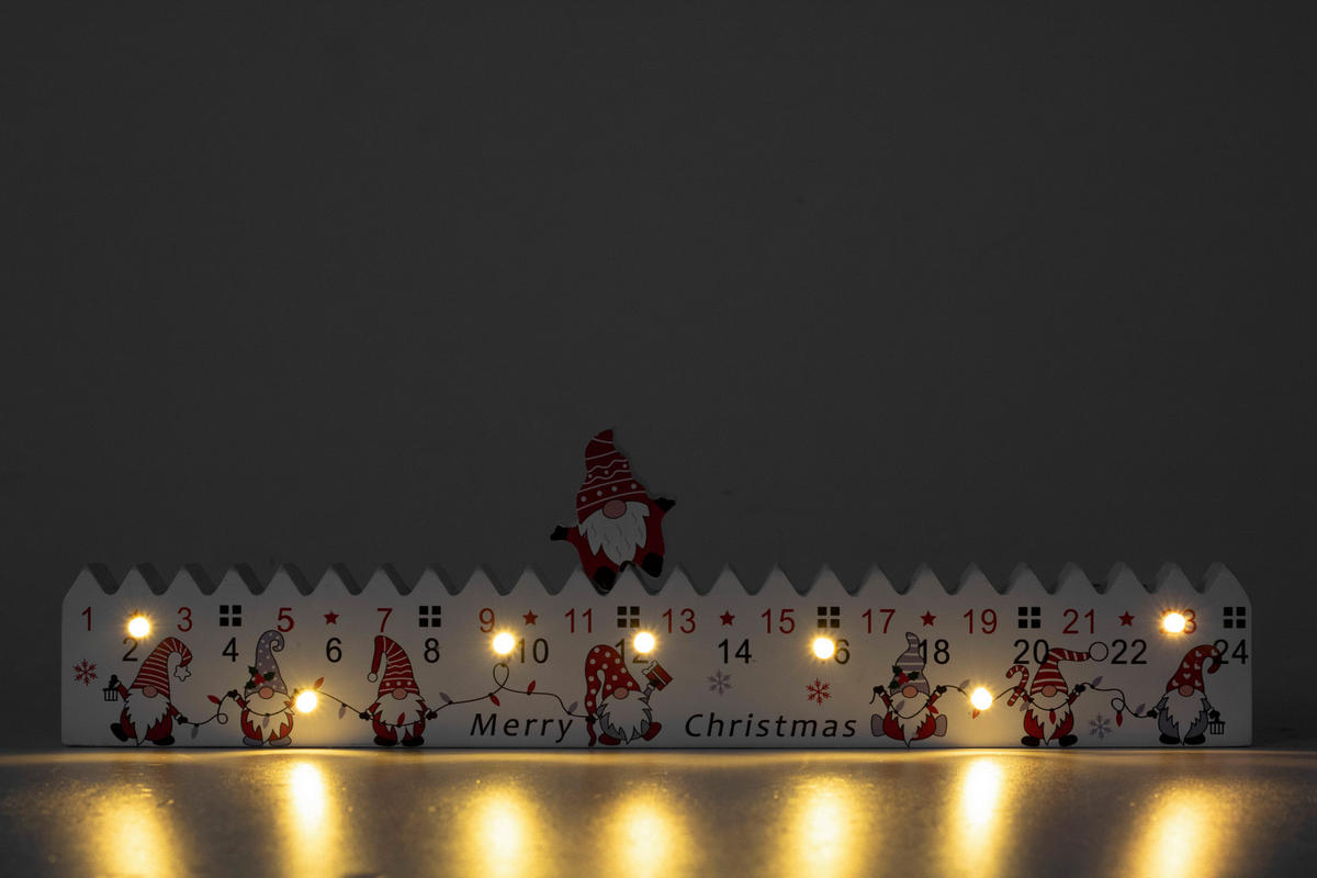 ADVENTI NAPTÁR - fehér, Basics, fa (9/34/3cm)