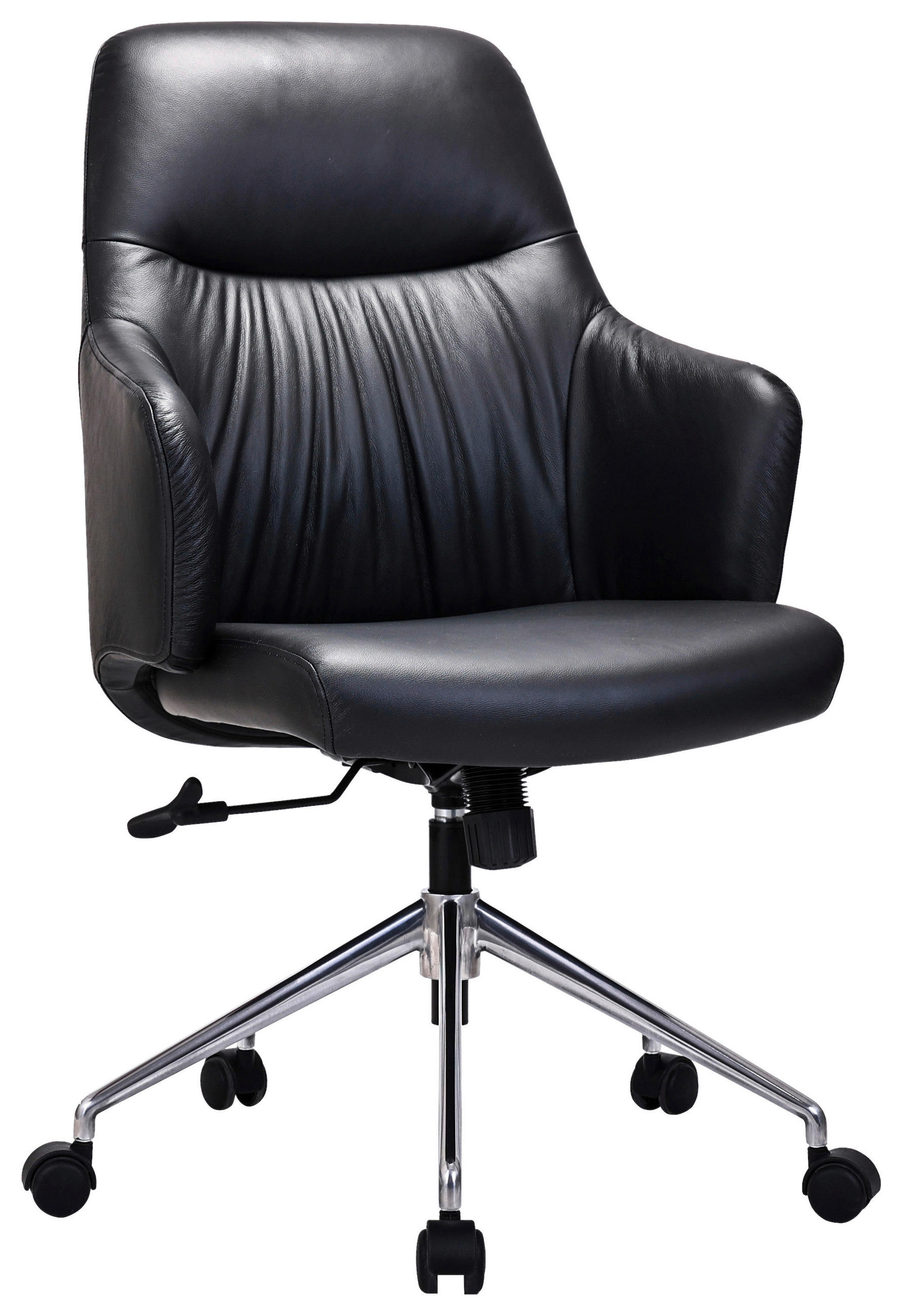 DREHSTUHL  in Schwarz  - Alufarben/Schwarz, Design, Leder/Kunststoff (61/100-107,5/64cm) - Novel