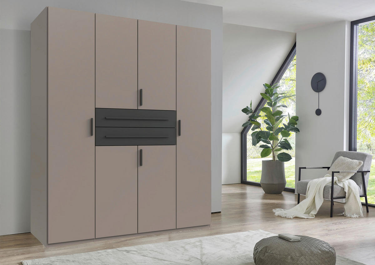 ORMAR ZA ODJEĆU boje grafita, siva, sahara   - sahara/boje grafita, Moderno, drvni materijal (180/208/65cm) - Carryhome