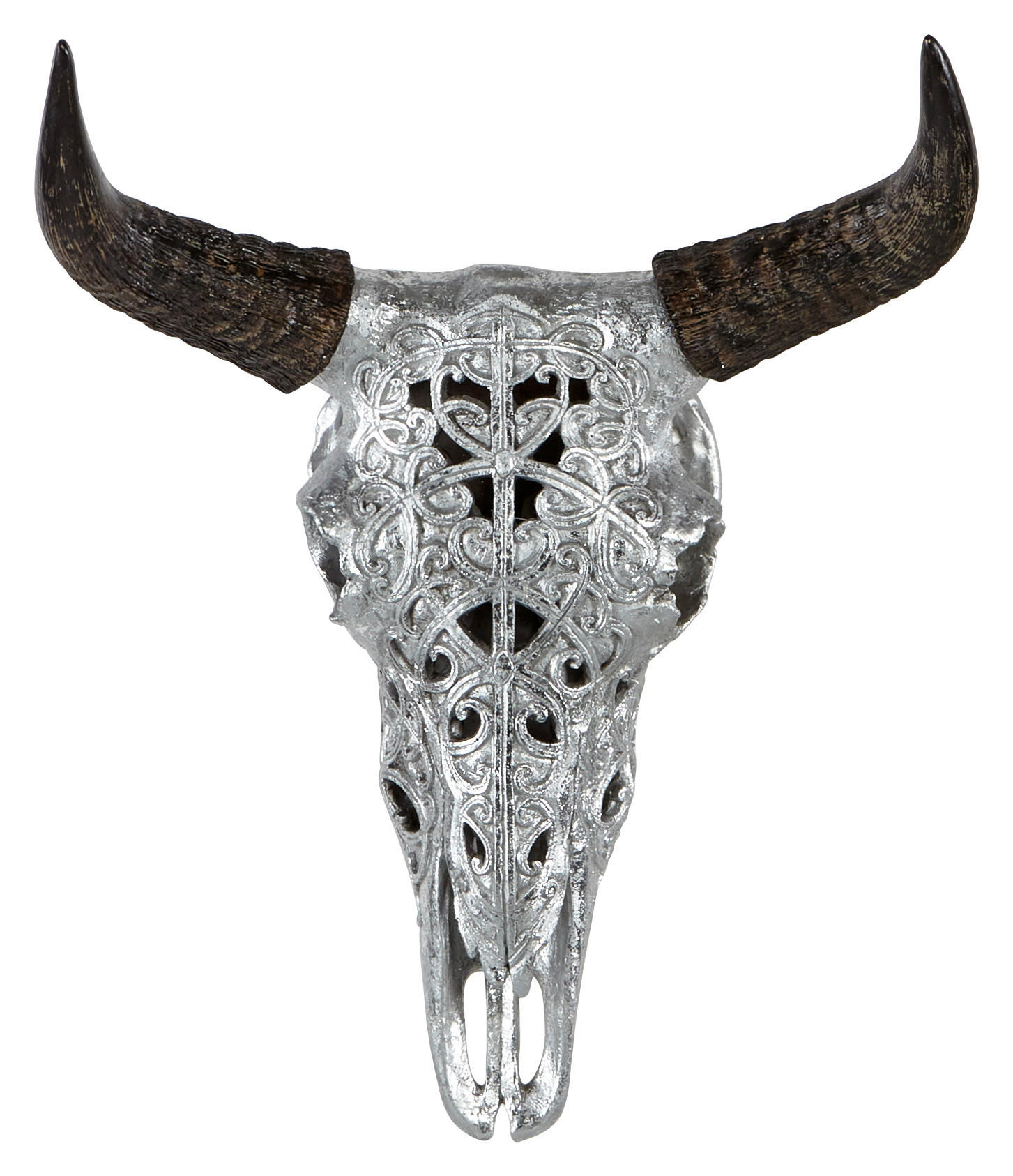 Ambia Home Dekoschädel Braun, Silber 37x45x21 cm