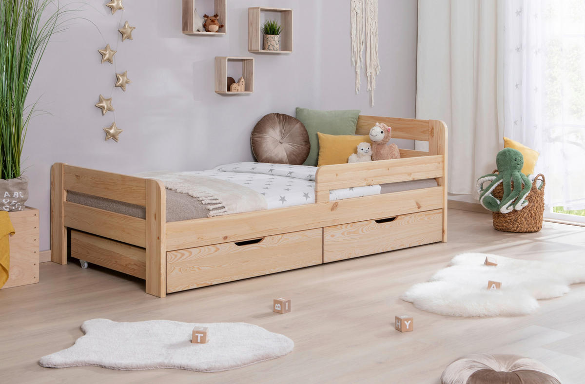 STAURAUMBETT 90/200 cm  in Naturfarben   - Naturfarben, Modern, Holz (90/200cm) - MID.YOU