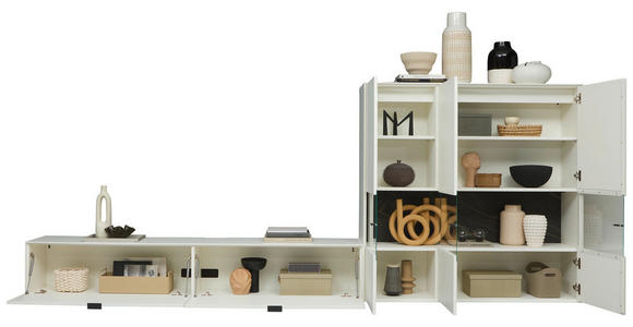 WOHNWAND in Weiß 348,8/171,9/37,1 cm - Schwarz/Weiß, Design, Glas/Keramik (348,8/171,9/37,1cm) - Dieter Knoll