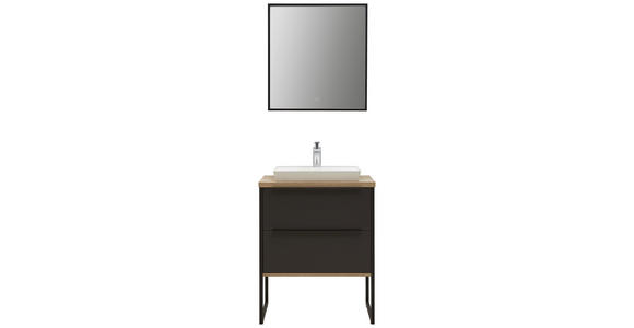 BADEZIMMER 64,6 cm  - Eichefarben/Schwarz, MODERN, Glas/Holzwerkstoff (64,6cm) - Dieter Knoll