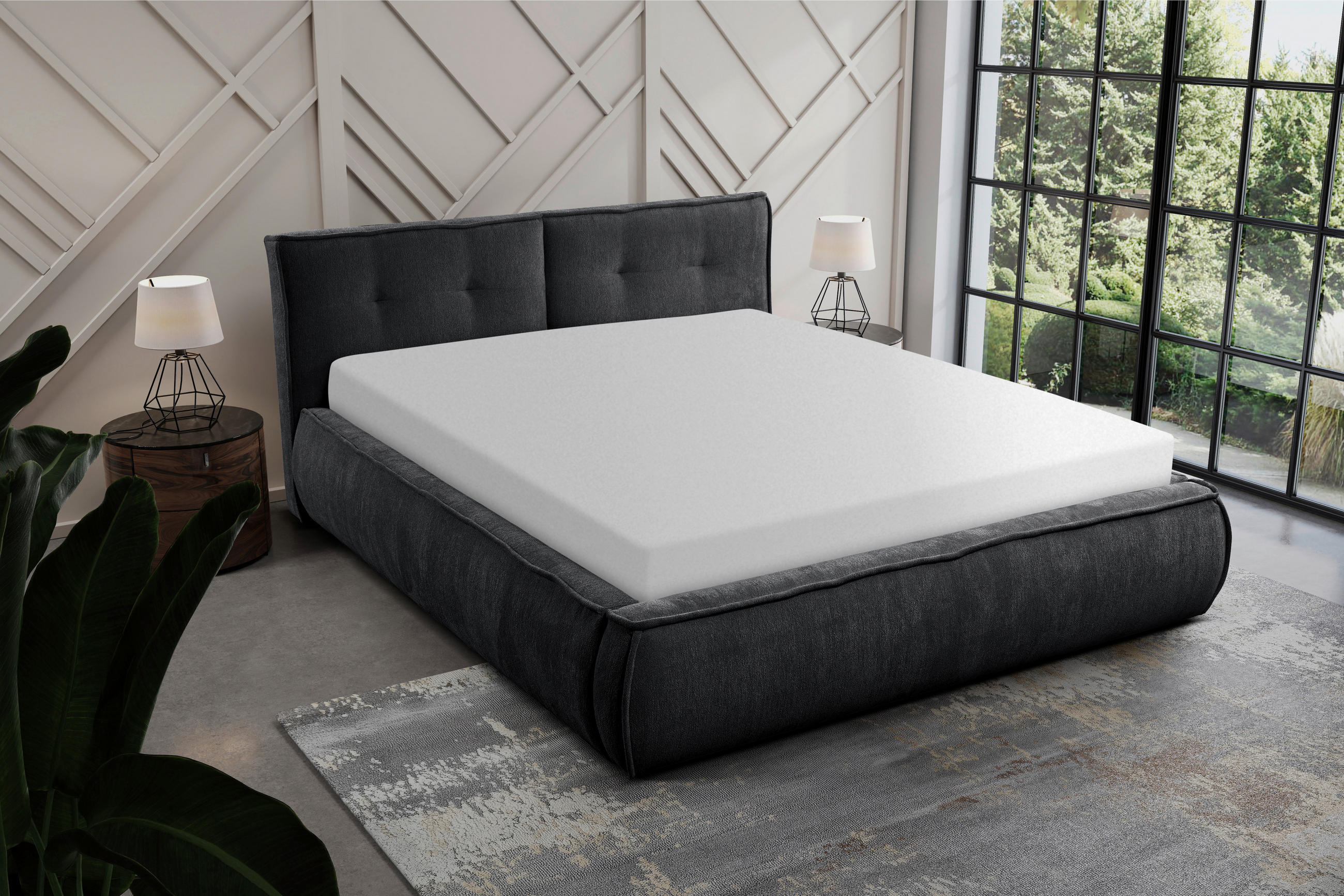 POLSTERBETT Lattenrost 160/200 cm  in Anthrazit  - Beige/Anthrazit, LIFESTYLE, Holz/Textil (160/200cm) - Livetastic