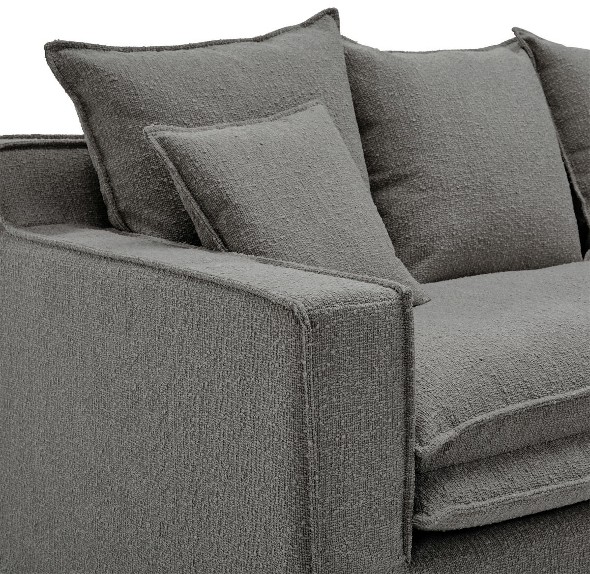 HUSSEN-3-SITZER-SOFA in Bouclé Grau  - Schwarz/Grau, Trend, Kunststoff/Textil (227/92/105cm) - Livetastic