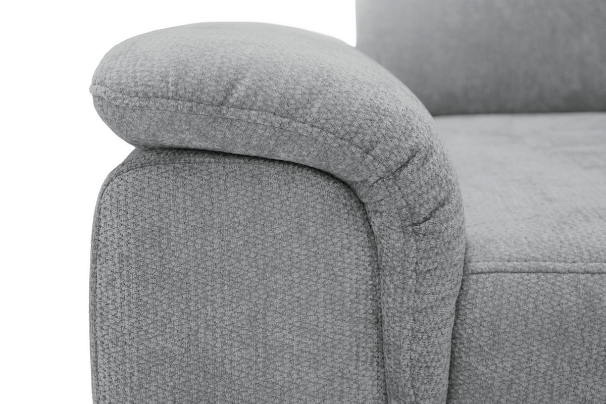 ECKSOFA Dunkelgrau Chenille Bettkasten, Schlaffunktion, Rücken echt, Kopfteilverstellung, Liegefläche im Originalstoff  - Dunkelgrau/Schwarz, KONVENTIONELL, Textil/Metall (265/206cm) - Carryhome