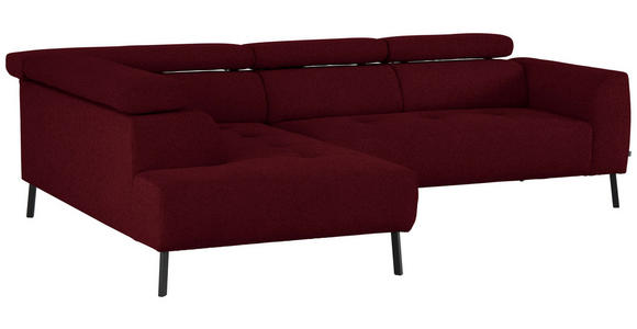 ECKSOFA in Chenille Rot 205/280 cm - Rot/Schwarz, Design, Textil/Metall (205/280cm) - Xora