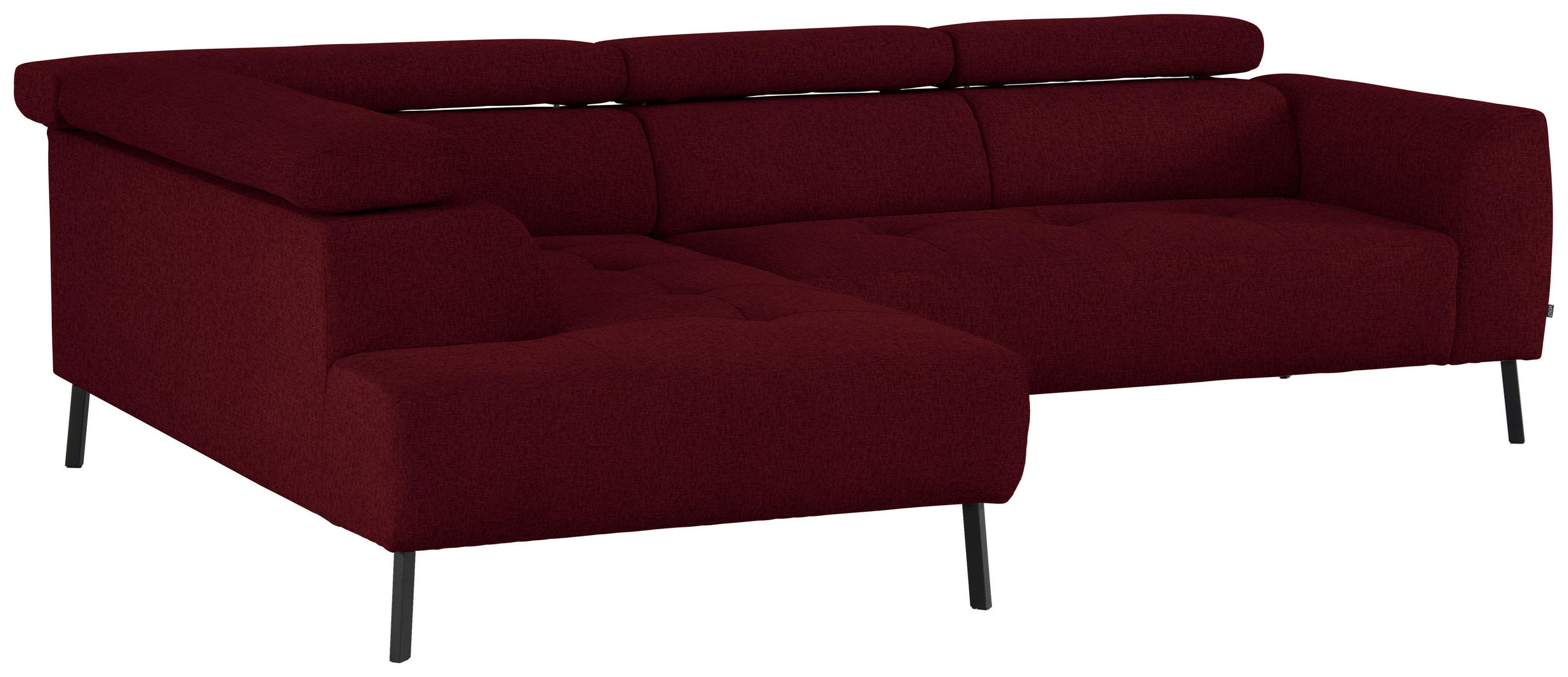 ECKSOFA in Chenille Rot  - Rot/Schwarz, Design, Textil/Metall (205/280cm) - Xora