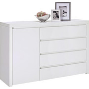 KOMMODE Weiß - Alufarben/Weiß, Design, Holzwerkstoff/Kunststoff (148/94/45cm) - VOLEO