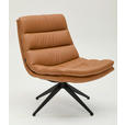 DESIGNSESSEL in Echtleder Cognac  - Cognac/Schwarz, Design, Leder/Metall (77/64,5/64,5cm) - Dieter Knoll