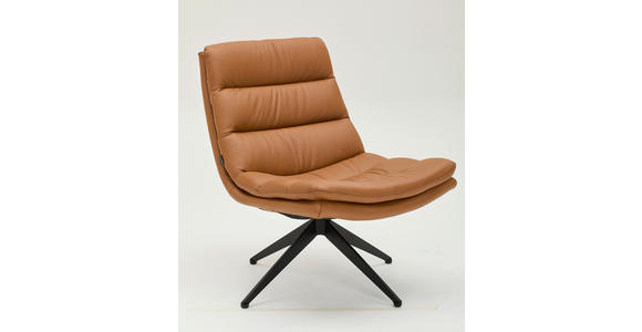 DESIGNSESSEL in Echtleder Cognac  - Cognac/Schwarz, Design, Leder/Metall (77/64,5/64,5cm) - Dieter Knoll