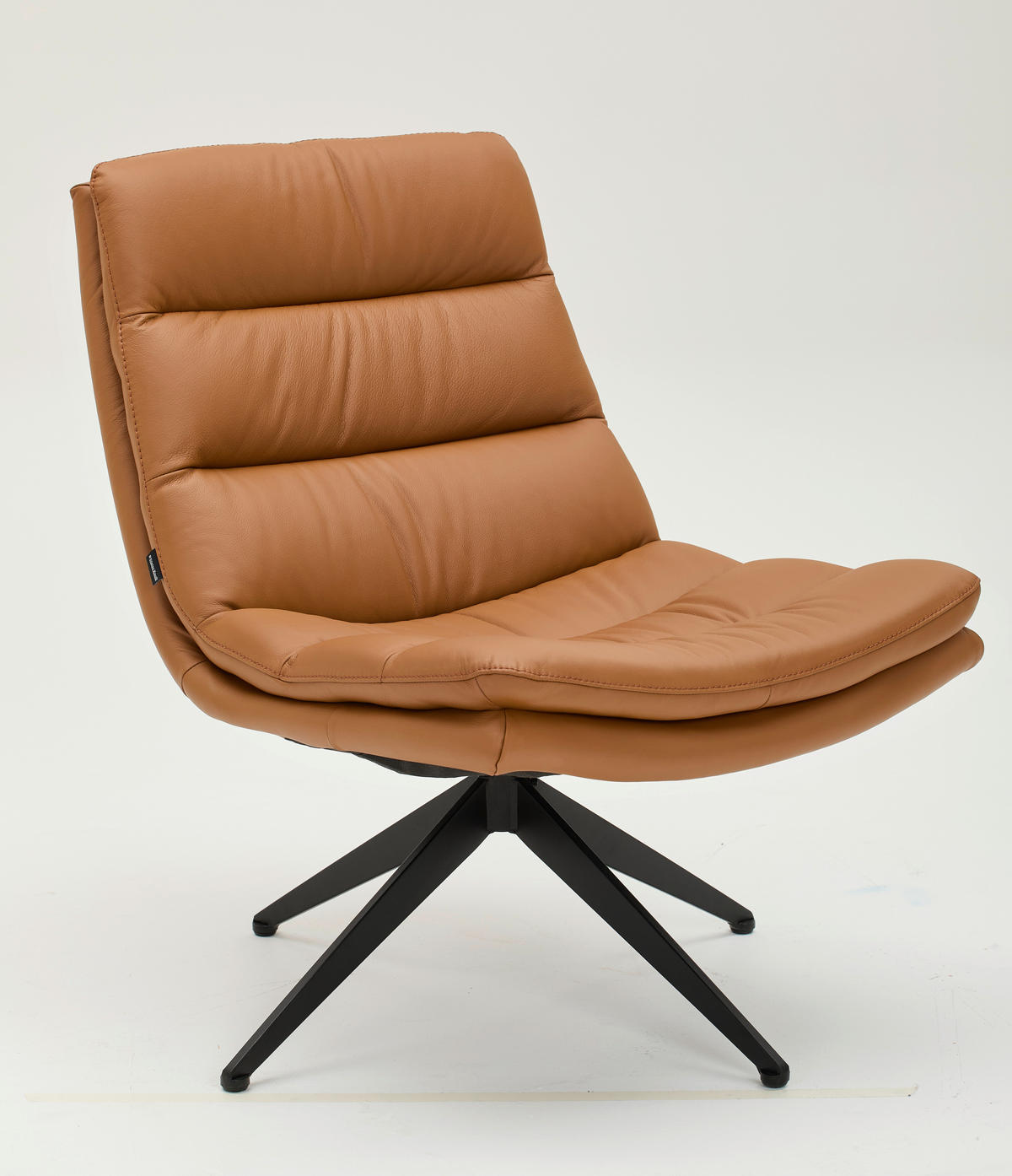 DIZAJNOVÉ KRESLO, kov, koža, koňaková - čierna/koňaková, Design, kov/koža (77/64,5/64,5cm) - Dieter Knoll