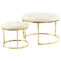 SADA TABURETŮ, 40/60/32/41/40/60 cm - barvy zlata/béžová, Design, kov/textil (40/60/32/41/40/60cm) - MID.YOU