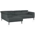 ECKSOFA in Chenille Grau  205/280 cm  - Schwarz/Grau, Design, Textil/Metall (205/280cm) - Xora