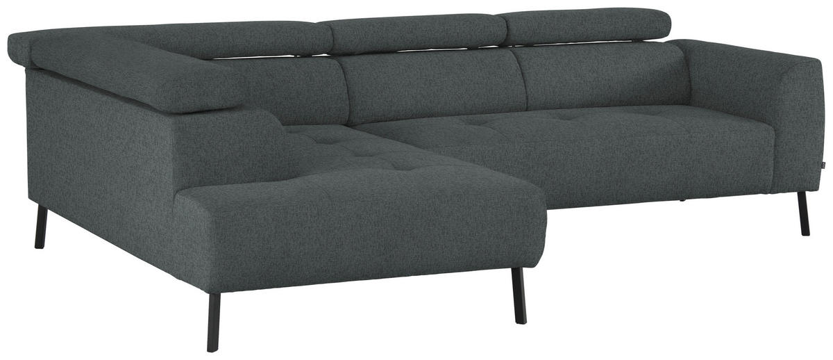 ECKSOFA in Chenille Grau  205/280 cm  - Schwarz/Grau, Design, Textil/Metall (205/280cm) - Xora