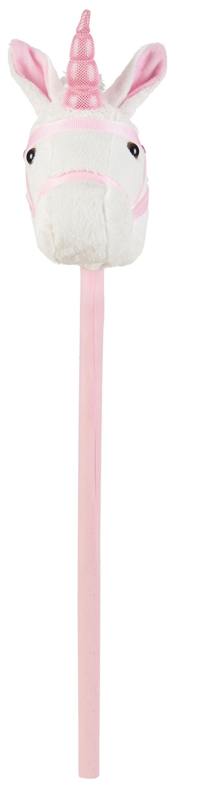 KONJIĆ NA ŠTAPU - pink/bela, Osnovno, tekstil/plastika (80cm) - My Baby Lou