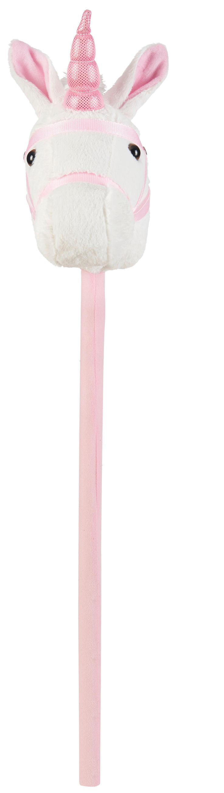KONJIĆ NA ŠTAPU - pink/bela, Osnovno, tekstil/plastika (80cm) - My Baby Lou