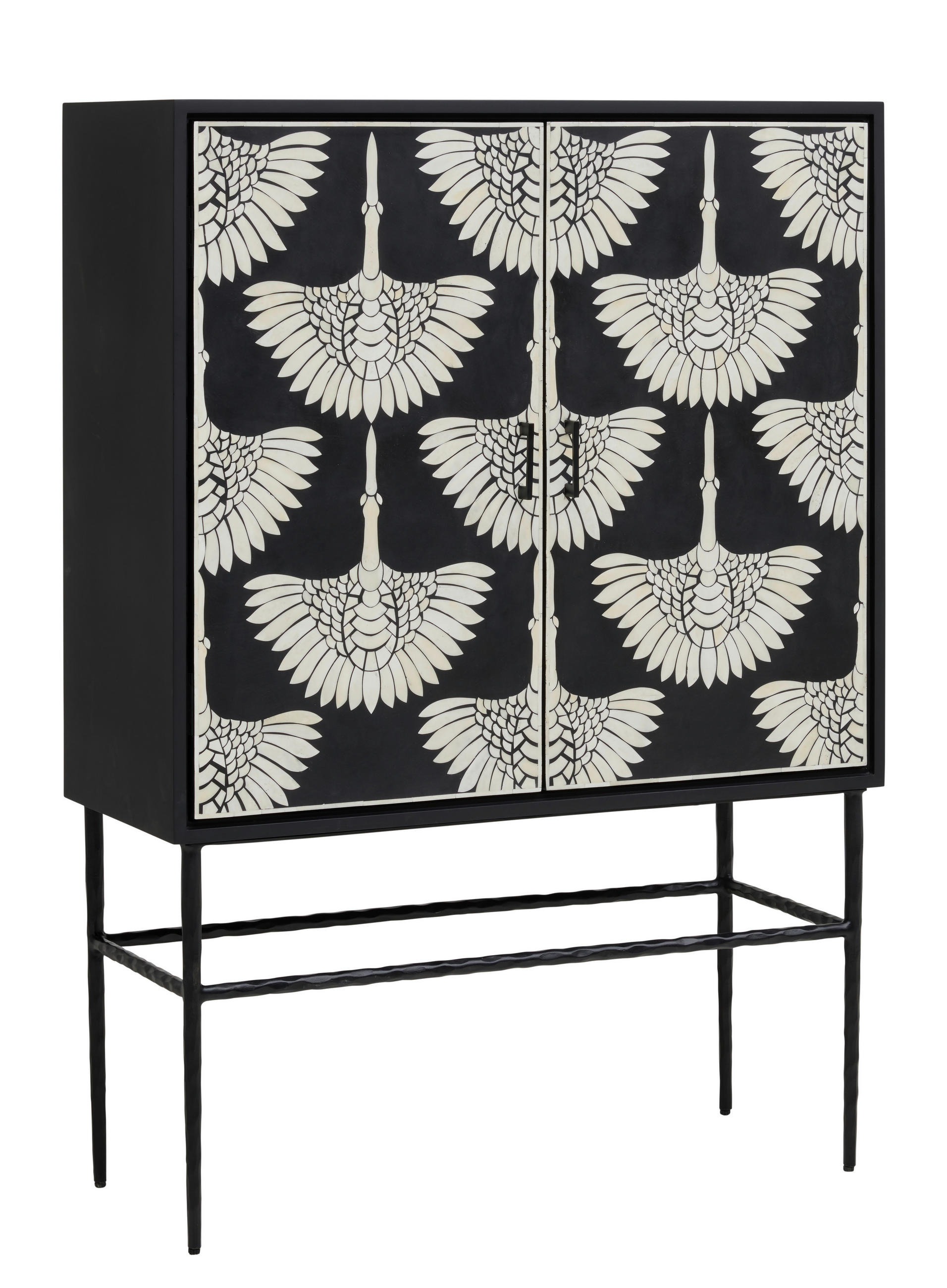 HÖG BYRÅ  100/140/40 cm  - svart/naturfärgad, Lifestyle, metall/trämaterial (100/140/40cm) - Ambia Home