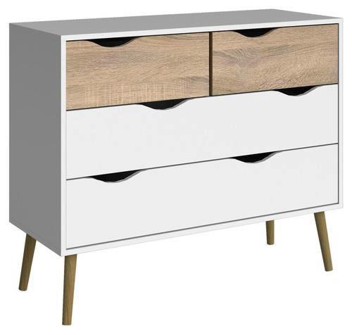 BYRÅ 98,7/81,7/39,1 cm  - vit/ekfärgad, Design, trämaterial/trä (98,7/81,7/39,1cm) - Best Price