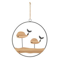 DEKORACE NA ZEĎ 56/60/2 cm  - Basics, kov/dřevo (56/60/2cm)