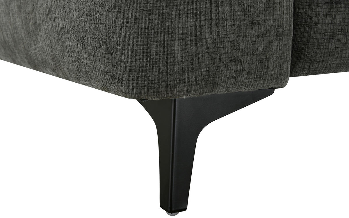 ECKSOFA Dunkelgrau Mikrofaser  - Dunkelgrau/Schwarz, MODERN, Textil/Metall (246/165cm) - MID.YOU