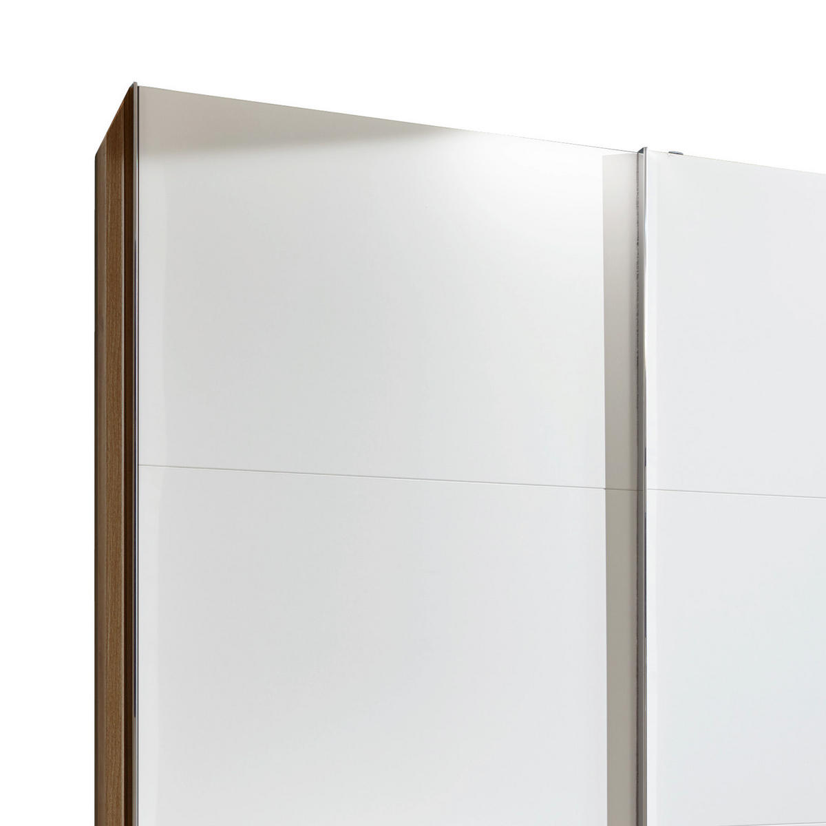 SCHWEBETÜRENSCHRANK in Weiss, Eichefarben  - Chromfarben/Weiss, Modern, Holzwerkstoff/Metall (250/216/65cm) - MID.YOU