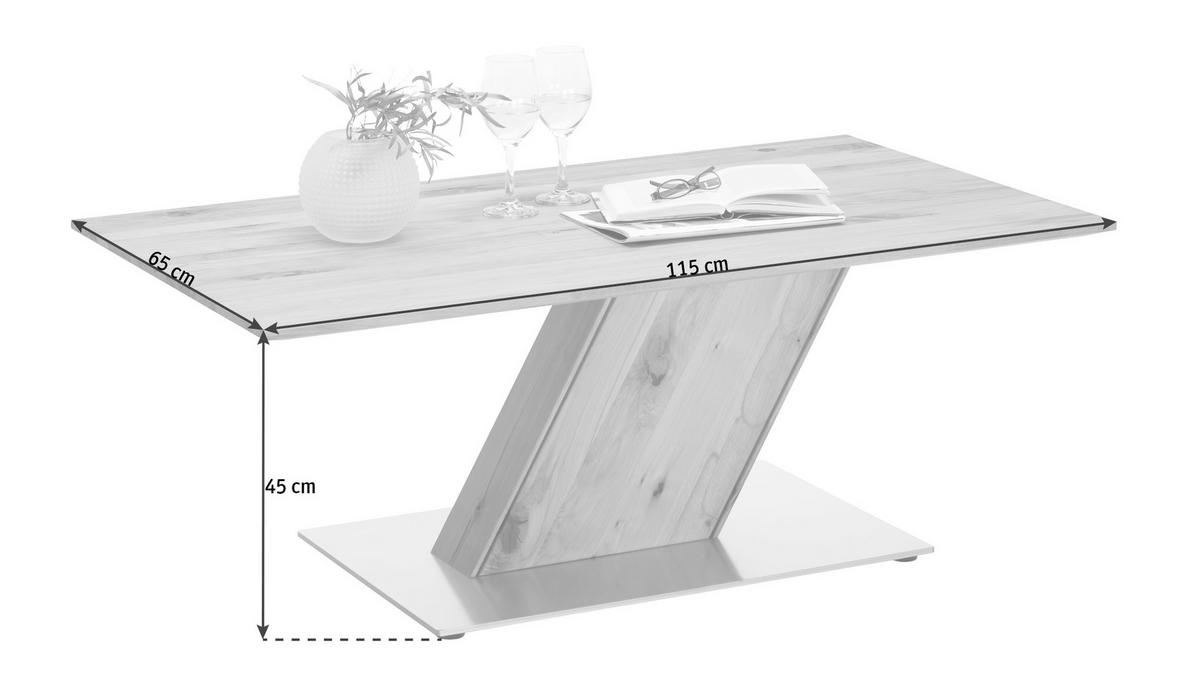 COUCHTISCH in Holz, Metall 115/65/45 cm  - Edelstahlfarben/Buchefarben, Natur, Holz/Metall (115/65/45cm) - Valnatura