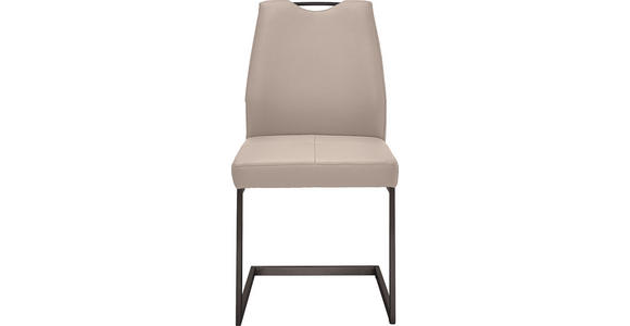 SCHWINGSTUHL  in Stahl Mikrofaser  - Creme/Schwarz, Design, Textil/Metall (47/58/99cm) - Dieter Knoll