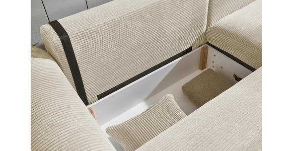 ECKSOFA Creme Cord  - Creme/Schwarz, KONVENTIONELL, Kunststoff/Textil (255/185cm) - Hom`in