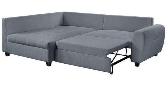 ECKSOFA  in Plüsch Blaugrau  - Blaugrau/Schwarz, KONVENTIONELL, Kunststoff/Textil (175/249cm) - Carryhome