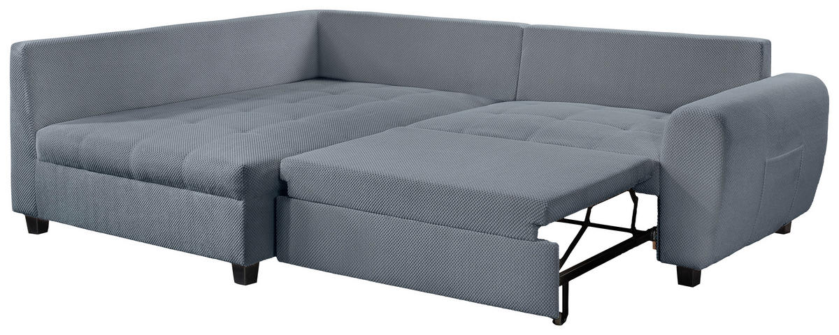 ECKSOFA Blaugrau Plüsch  - Blaugrau/Schwarz, KONVENTIONELL, Kunststoff/Textil (175/249cm) - Carryhome