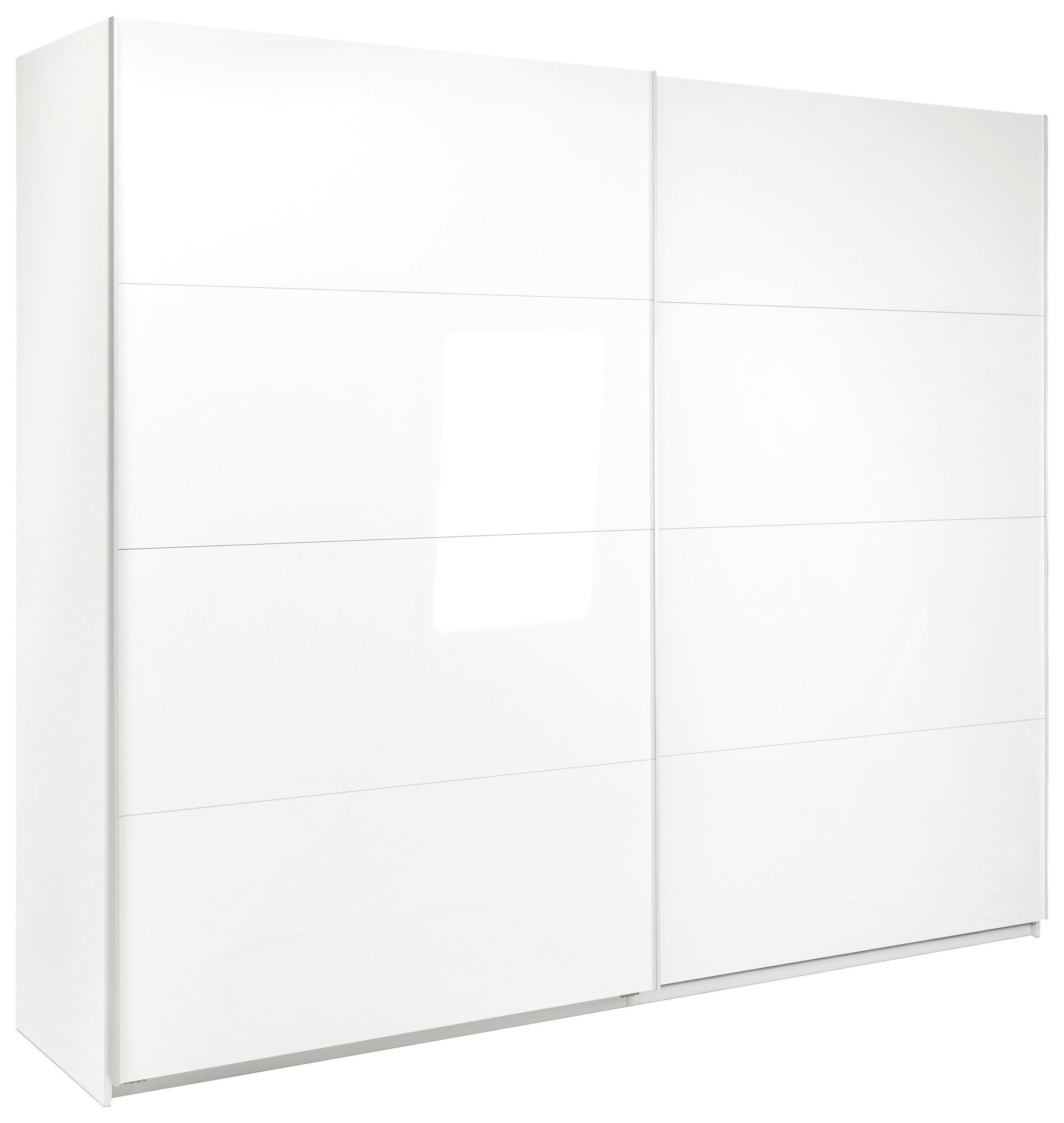 SCHIEBETÜRENSCHRANK 250/210/62 cm 2-türig Weiß  - Weiß Hochglanz/Alufarben, MODERN, Holzwerkstoff/Metall (250/210/62cm) - MID.YOU