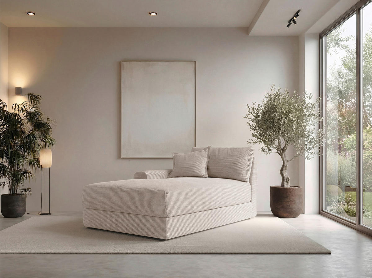 BIGSOFA Cord Beige  - Beige/Schwarz, MODERN, Kunststoff/Textil (117/93/190cm) - Carryhome