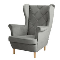 OHRENSESSEL in Samt Dunkelgrau  - Dunkelgrau/Naturfarben, Design, Holz/Textil (84/105/90cm) - P & B