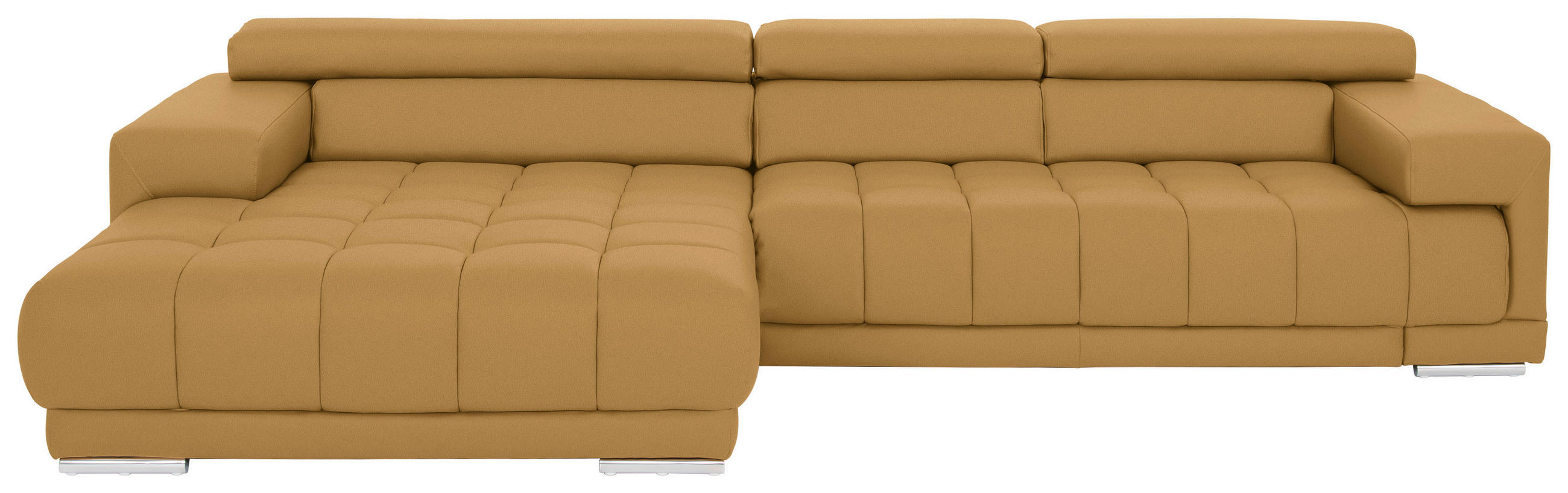 ECKSOFA Gelb Echtleder  - Chromfarben/Gelb, Design, Leder/Metall (190/330cm) - Beldomo Speed