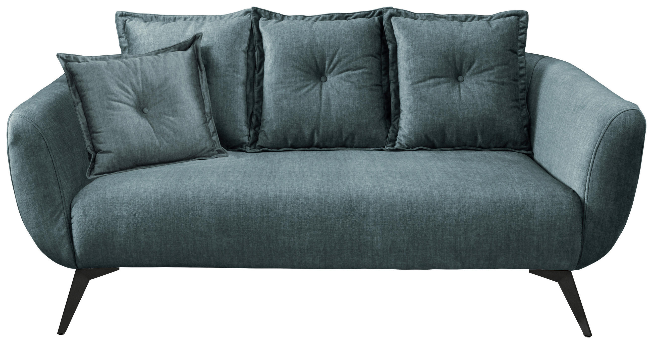 2,5-SITZER Velours Blau  - Blau/Schwarz, MODERN, Holz/Textil (196/94/103cm) - Livetastic