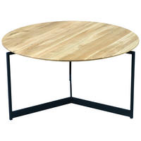 COUCHTISCH Eiche massiv 80/80/42 cm rund Schwarz, Eichefarben  - Eichefarben/Schwarz, Natur, Holz/Metall (80/80/42cm) - Novel