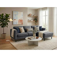 ECKSOFA  in Struktur Anthrazit  232/161 cm  - Anthrazit/Schwarz, MODERN, Textil/Metall (232/161cm) - Trendmanufaktur