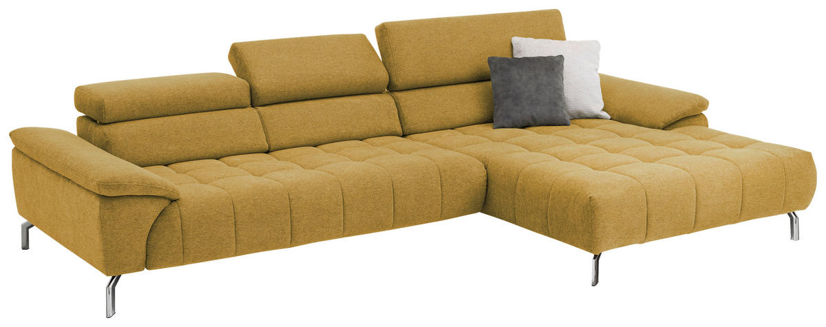 SEDEŽNA GARNITURA, šenilja barve karija  - barve karija, Moderno, tekstil (329/190cm) - Beldomo Style