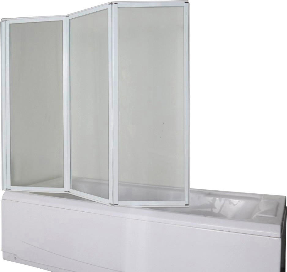 SKLÁDACÍ VANOVÁ ZÁSTĚNA bílá  - bílá, Moderní, kov/sklo (130/121cm)