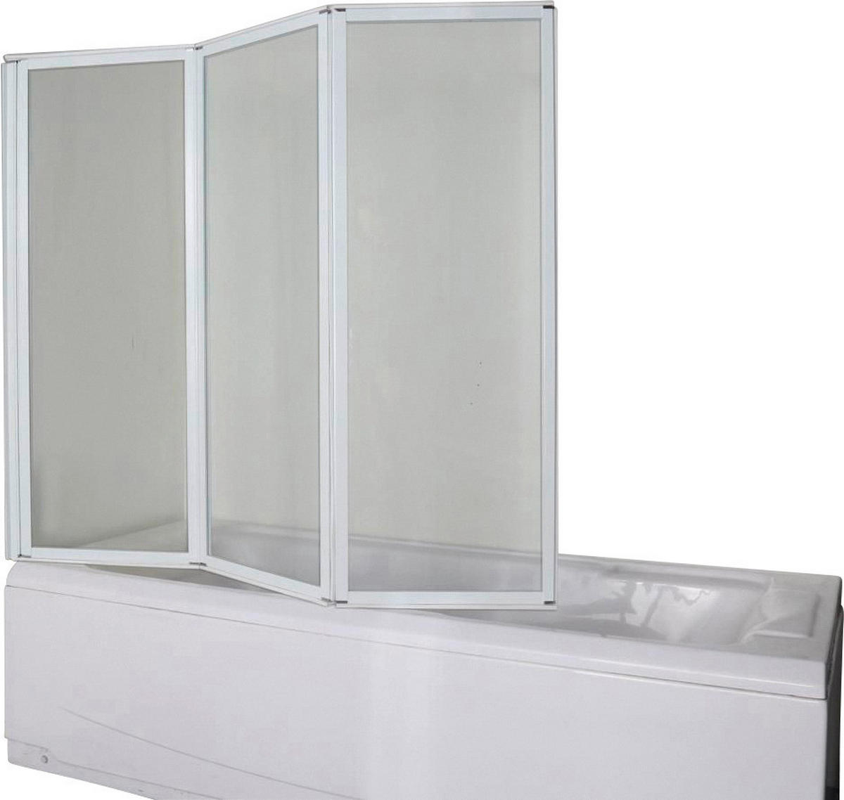 BADEWANNENFALTWAND - Weiß, MODERN, Glas/Metall (130/121cm)