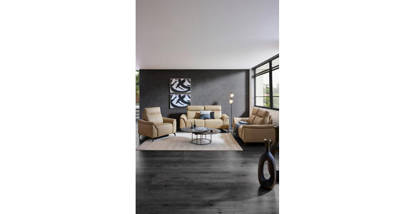 2-SITZER-SOFA in Leder Beige - Beige/Schwarz, Design, Leder/Metall (176/105/98cm) - Emilio Belluti