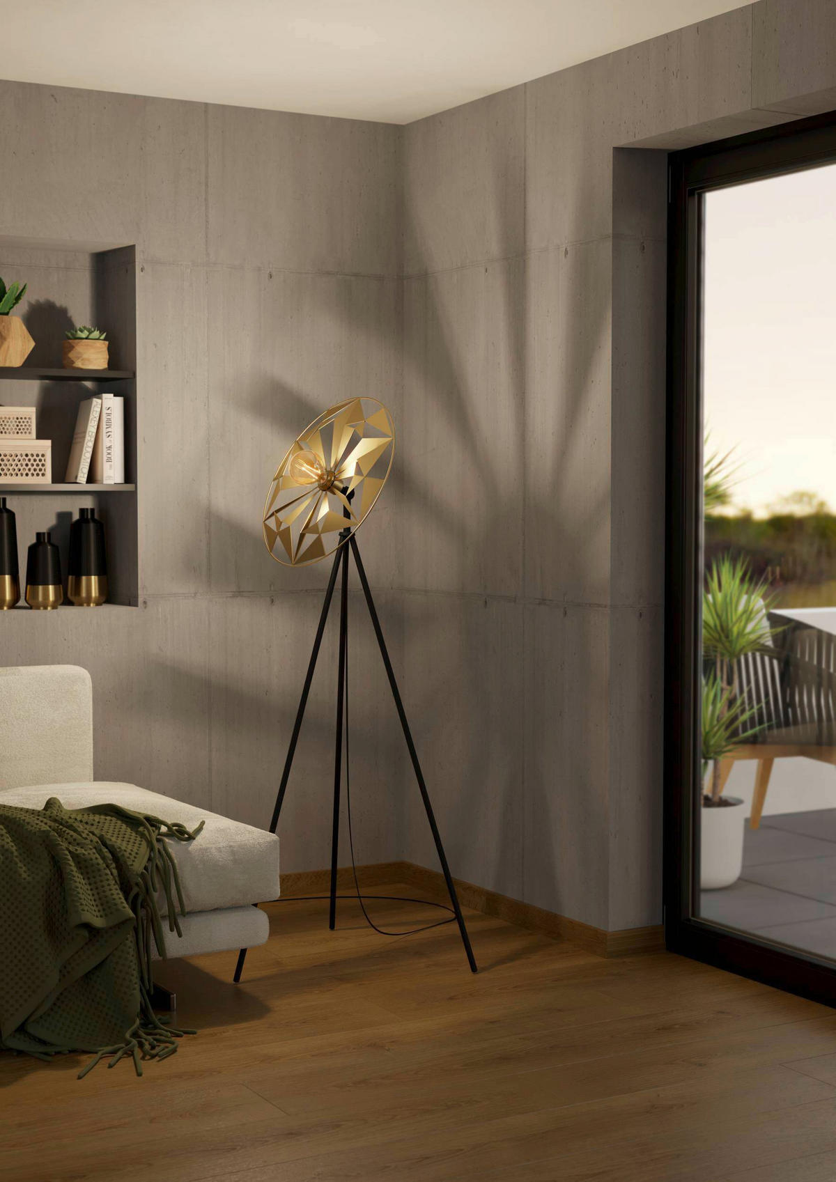 STEHLEUCHTE 50/27/152 cm    - Goldfarben/Schwarz, Design, Metall (50/27/152cm) - Eglo