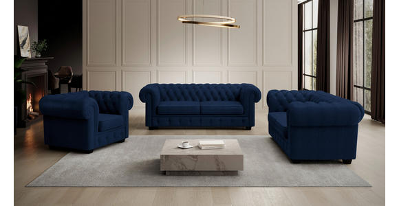 CHESTERFIELD-SESSEL - Wengefarben/Dunkelblau, LIFESTYLE, Holz/Textil (115/76,5/96cm) - Landscape