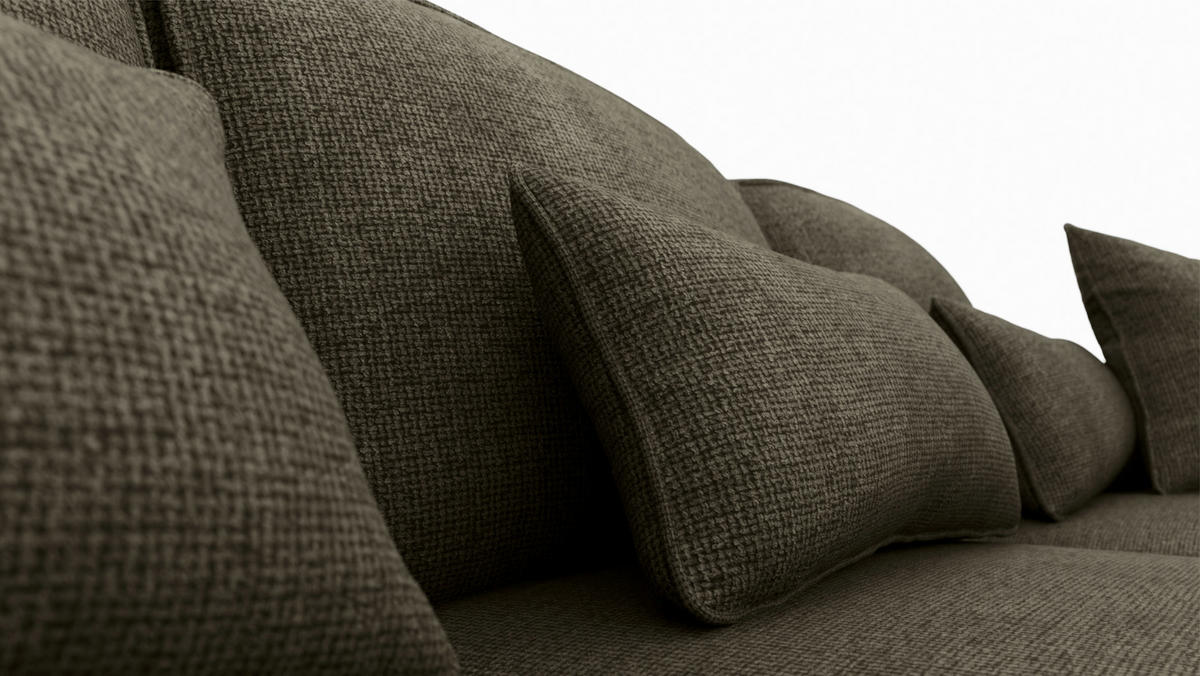 ECKSOFA Olivgrün Chenille  - Olivgrün/Grau, KONVENTIONELL, Kunststoff/Textil (293/205cm) - Carryhome