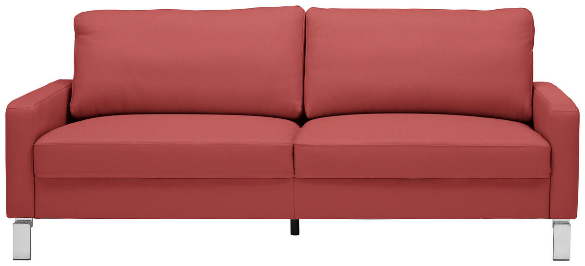 2-SITZER-SOFA in Echtleder Rot  - Chromfarben/Rot, Design, Leder/Metall (184/81/97cm) - Pure Home Lifestyle