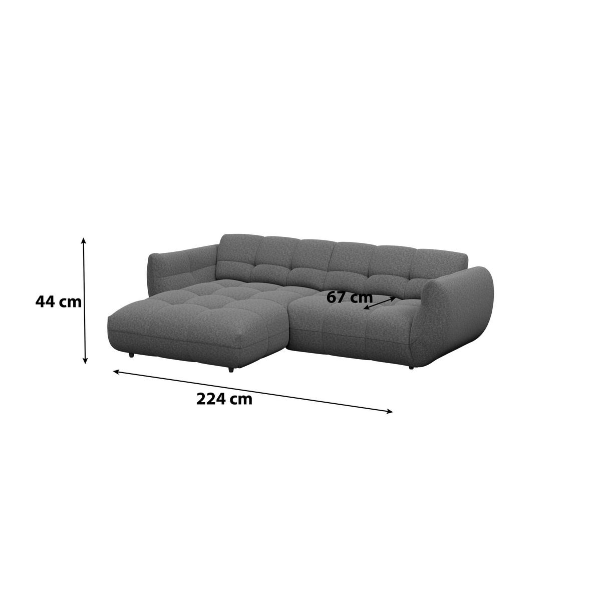 ECKSOFA Graubraun Chenille  - Dunkelgrün/Graubraun, Trend, Kunststoff/Textil (178/280cm) - MID.YOU