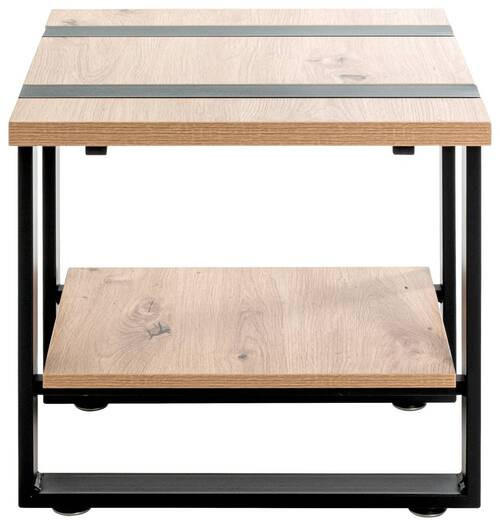 BEISTELLTISCH 45/45/45 cm Schwarz, Eichefarben quadratisch  - Eichefarben/Schwarz, Design, Holzwerkstoff/Metall (45/45/45cm)