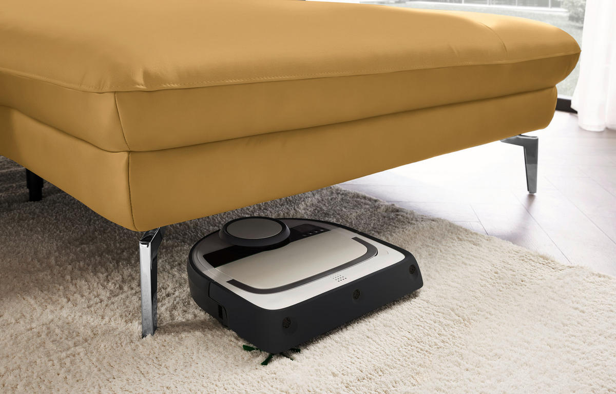 ECKSOFA in Echtleder Gelb  - Gelb/Schwarz, Design, Leder/Metall (325/157cm) - Dieter Knoll