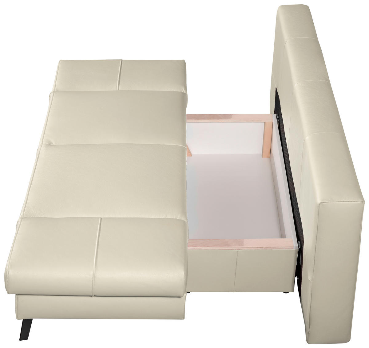 SCHLAFSOFA in Echtleder Naturfarben  - Schwarz/Naturfarben, Design, Leder/Metall (200/85/90cm) - Novel